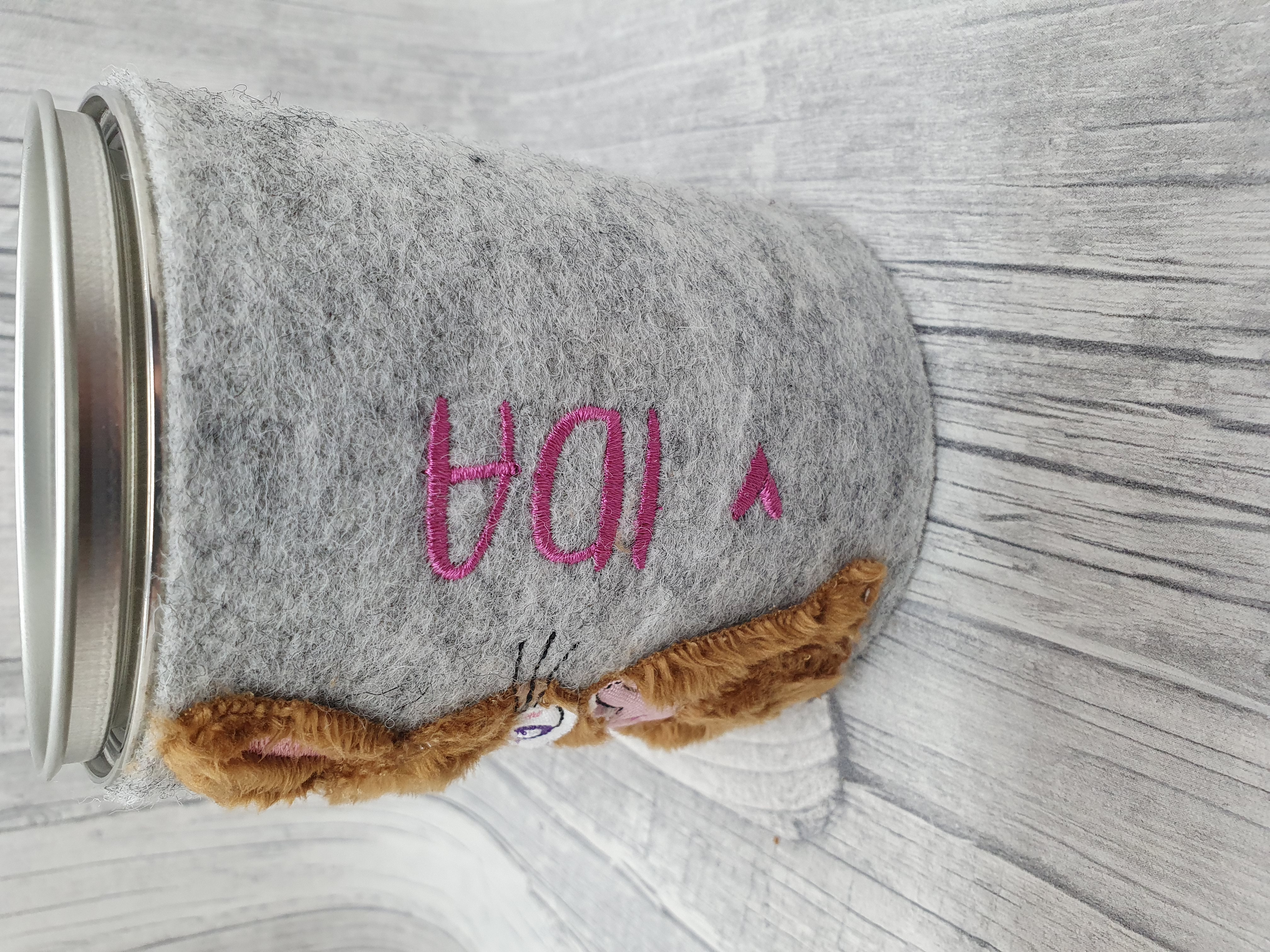 Spardose  Hasenbaby mit Schnuller + Name, Wollfilz bestickt