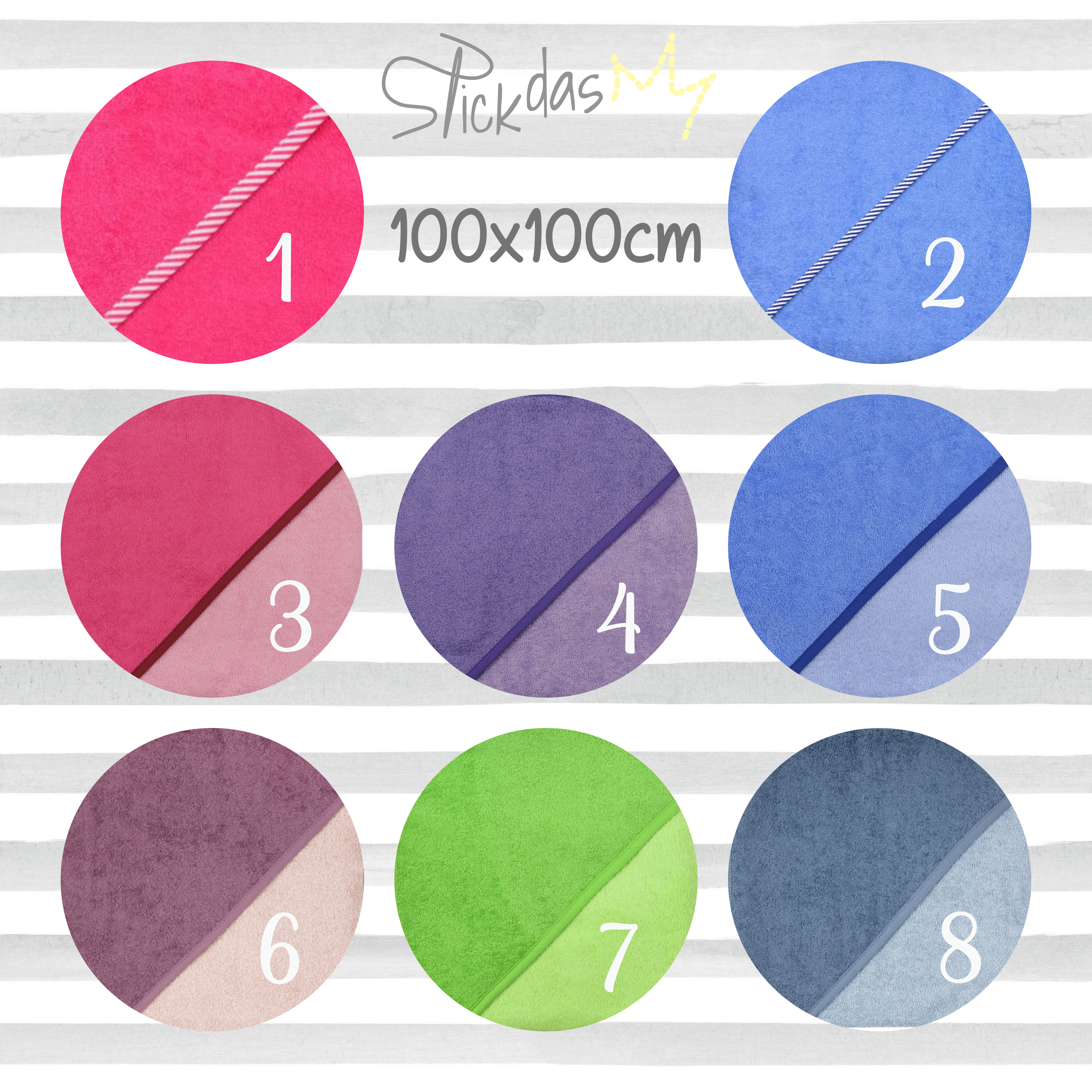 Kapuzenhandtuch 100x100cm - Stickerei Name, Krone